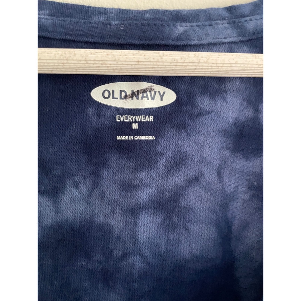 Old Navy EveryWear Women Blue Tie Dye Scoop Neck Tank Top Size Medium - Picture 2 of 5